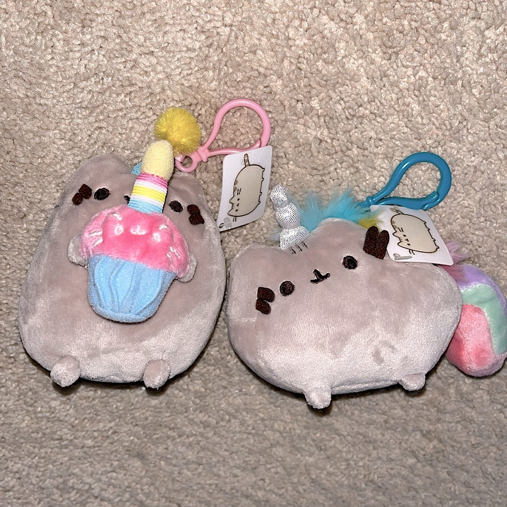 NWT Pusheen Birthday Cupcake & Unicorn Bag Clip 5" in. Bundle